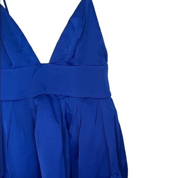 NBD Caleb Spaghetti Strap High-Low V-Neck Gown Dress In Cobalt - Picture 6 of 8